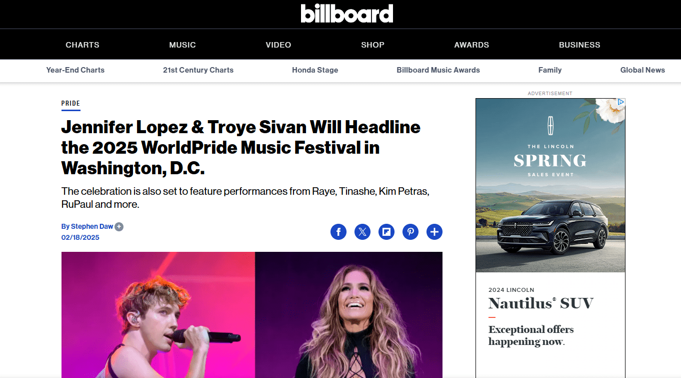Jennifer Lopez & Troye Sivan Will Headline the 2025